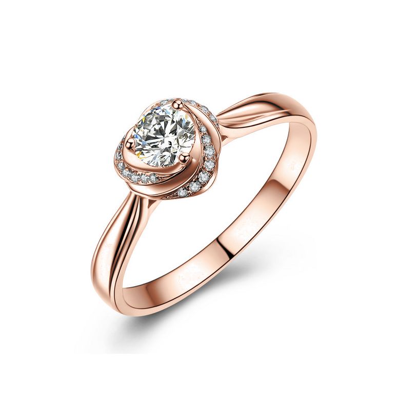 Solitaire Mon Coeur de Rose - Bague Or Rose & Diamants | Gemperles - 1