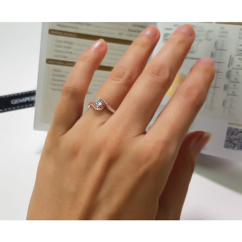 Bague Solitaire Or Rose, Diamants 0.42ct - Baudelaire, A une Madone | Gemperles - 6