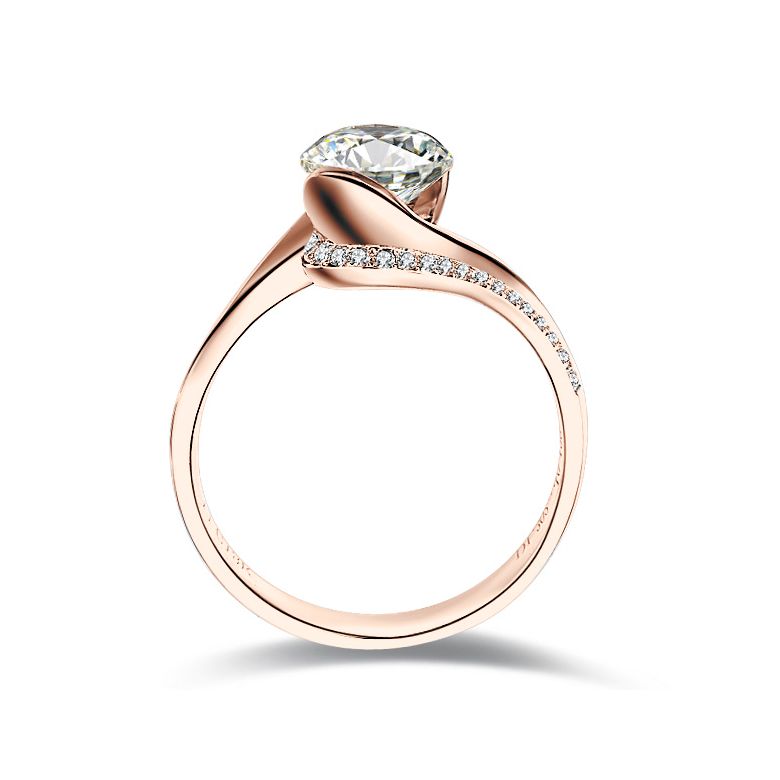 Diamants 0.57ct sur Solitaire Bague Or Rose - A Une Madone | Gemperles - 3