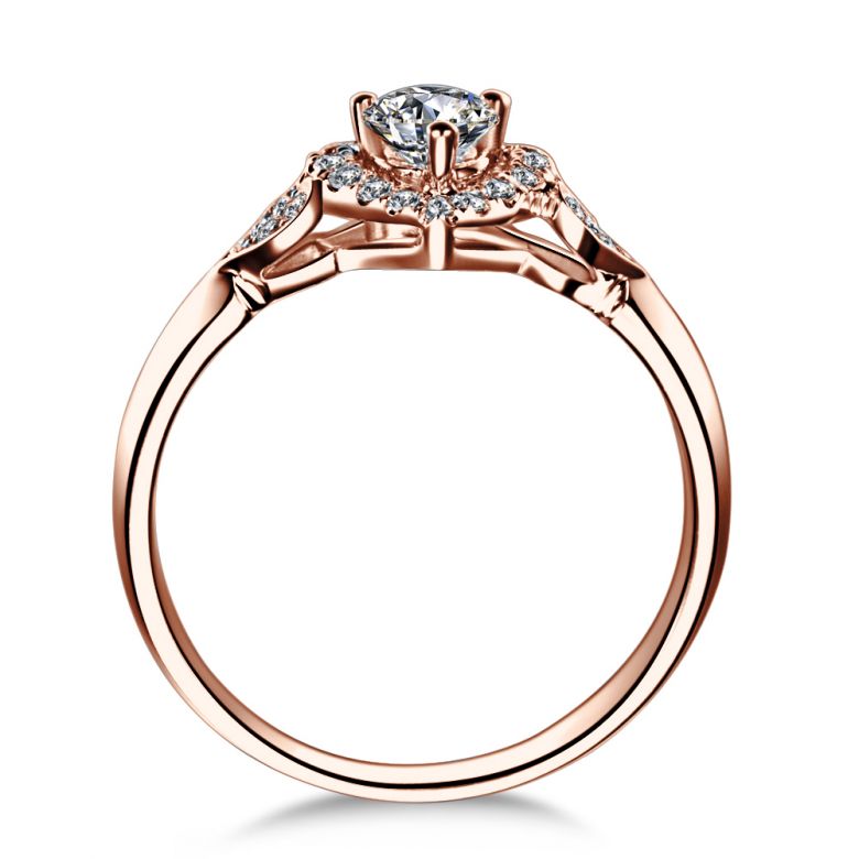 Bague Solitaire Coeurs Splendides - Or Rose, Diamants | Gemperles - 3