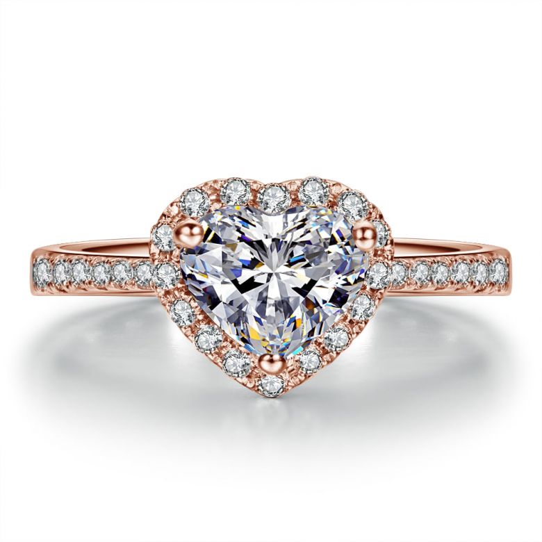 Bague Cœur Solitaire Love etc - Or Rose 18 Carats - Diamants | Gemperles - 1