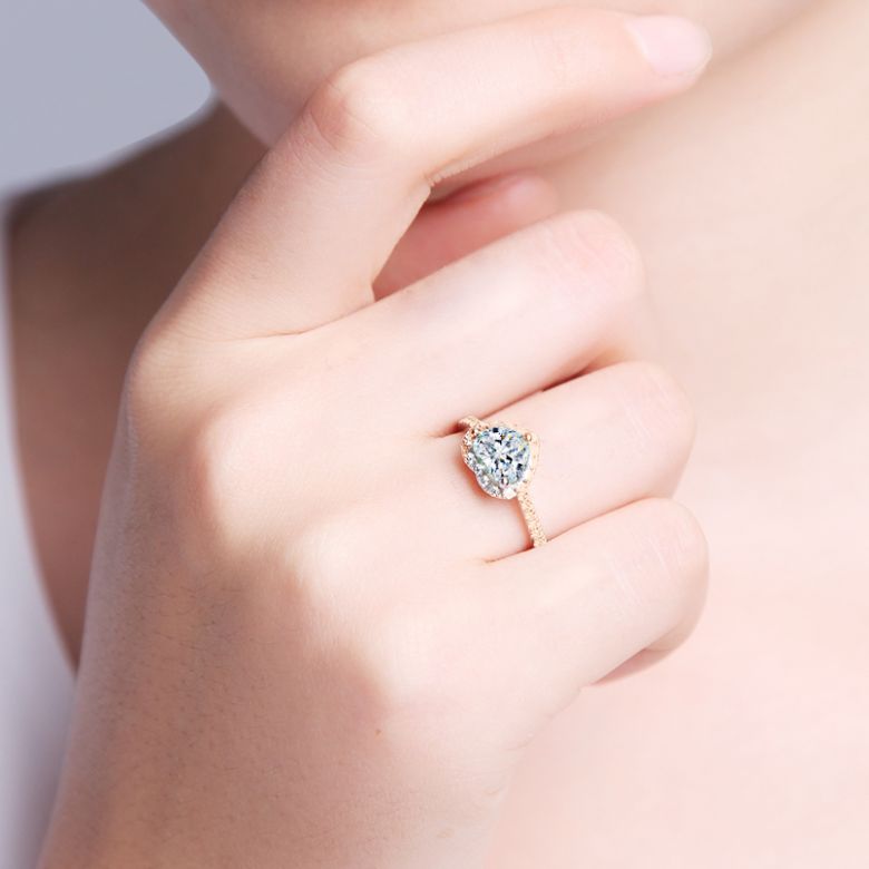 Bague Cœur Solitaire Love etc - Or Rose 18 Carats - Diamants | Gemperles - 2