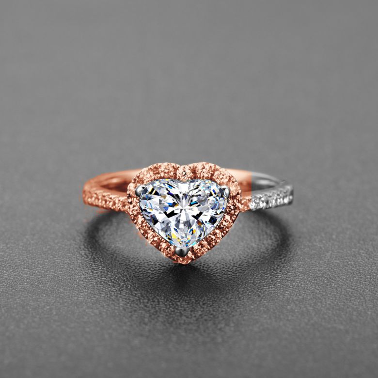 Bague Cœur Solitaire Love etc - Or Rose 18 Carats - Diamants | Gemperles - 4