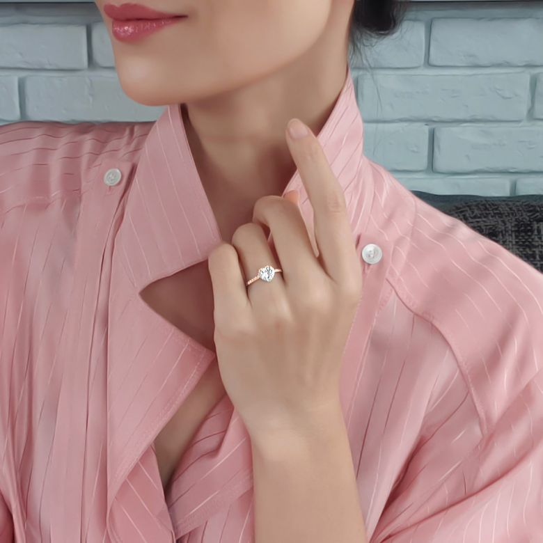 Bague Cœur Solitaire Love etc - Or Rose 18 Carats - Diamants | Gemperles - 5