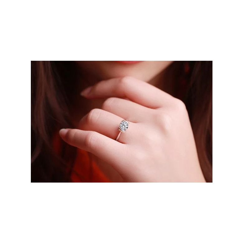 Diamants sertis - Or rose 18 carats - Bague solitaire - 5