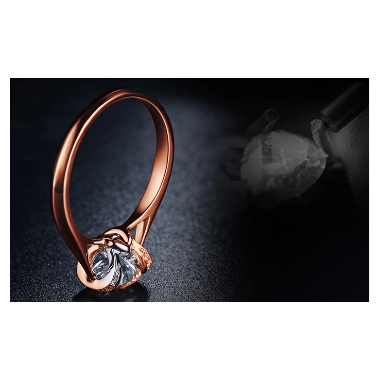 Diamants sertis - Or rose 18 carats - Bague solitaire - 6