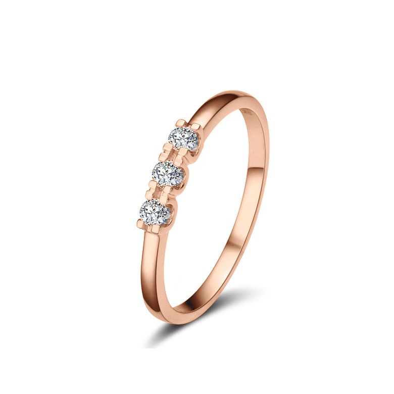 Bague trilogie sertie griffes de 0.12 carat - Or rose 750/1000 - 1