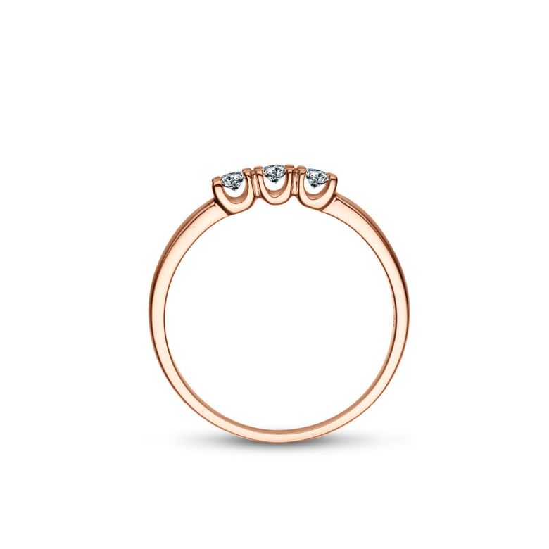 Bague trilogie sertie griffes de 0.12 carat - Or rose 750/1000 - 3