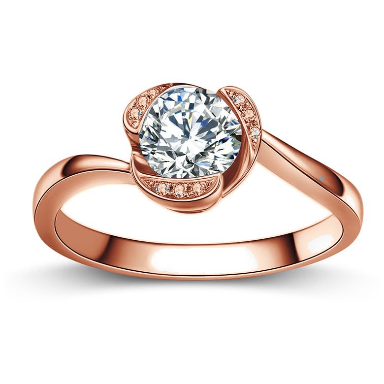 Bague Solitaire Délicatesse Or Rose 18cts - Forme Coeur - Diamants | Gemperles - 2