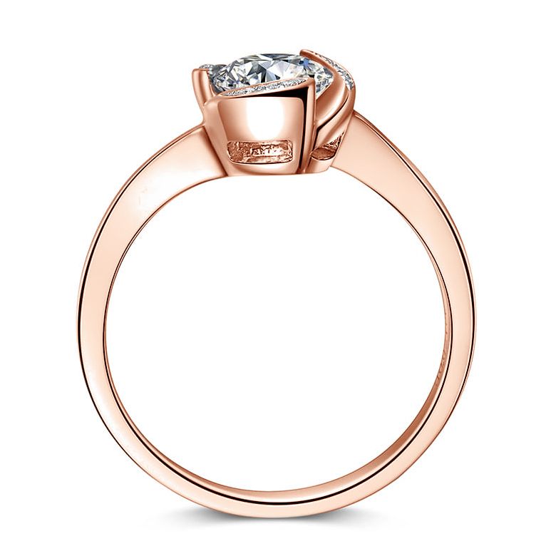 Bague Solitaire Délicatesse Or Rose 18cts - Forme Coeur - Diamants | Gemperles - 4