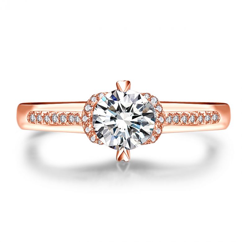 Bague Solitaire Amélia - Or Rose 0.415ct & Diamant Central 0.30ct | Gemperles - 3