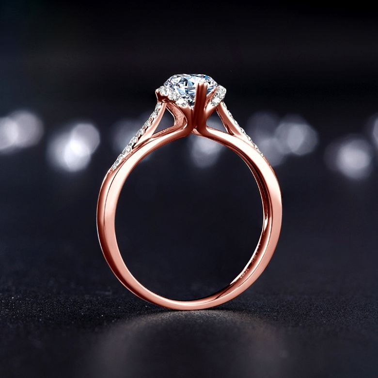 Bague Solitaire Amélia - Or Rose 0.415ct & Diamant Central 0.30ct | Gemperles - 6