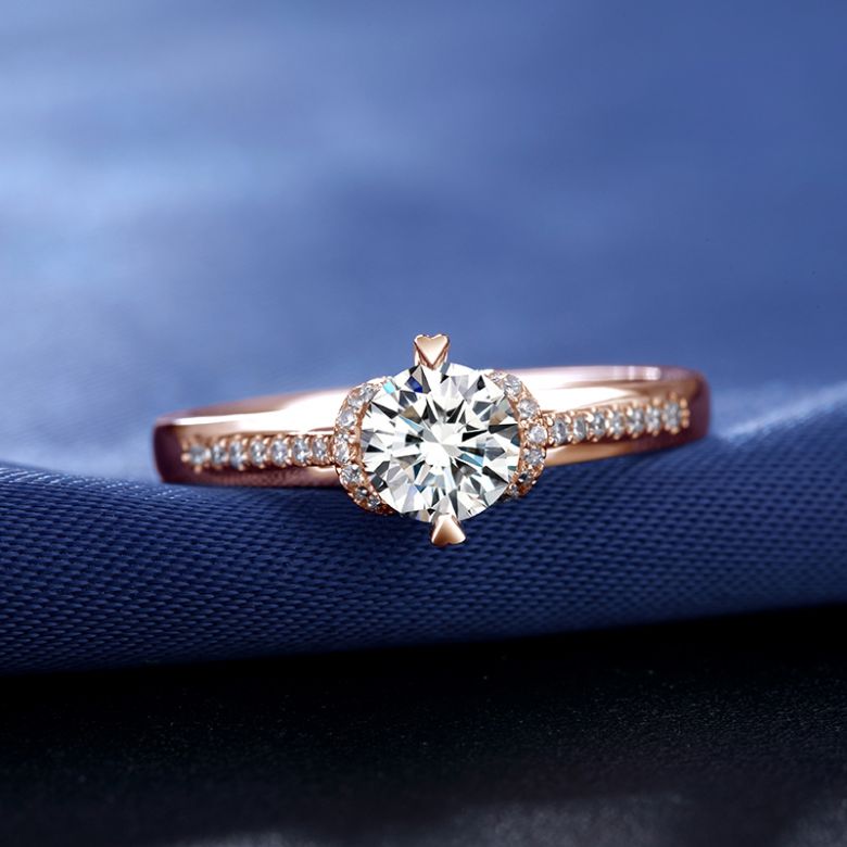 Bague Solitaire Amélia - Or Rose 0.415ct & Diamant Central 0.30ct | Gemperles - 4