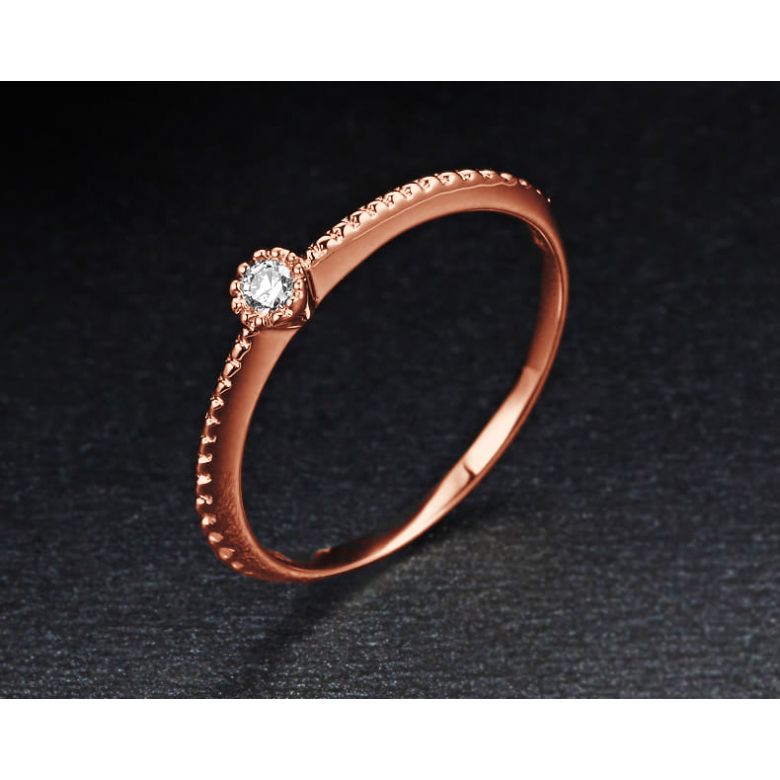 Bague solitaire diamant tressée Or rose - 4