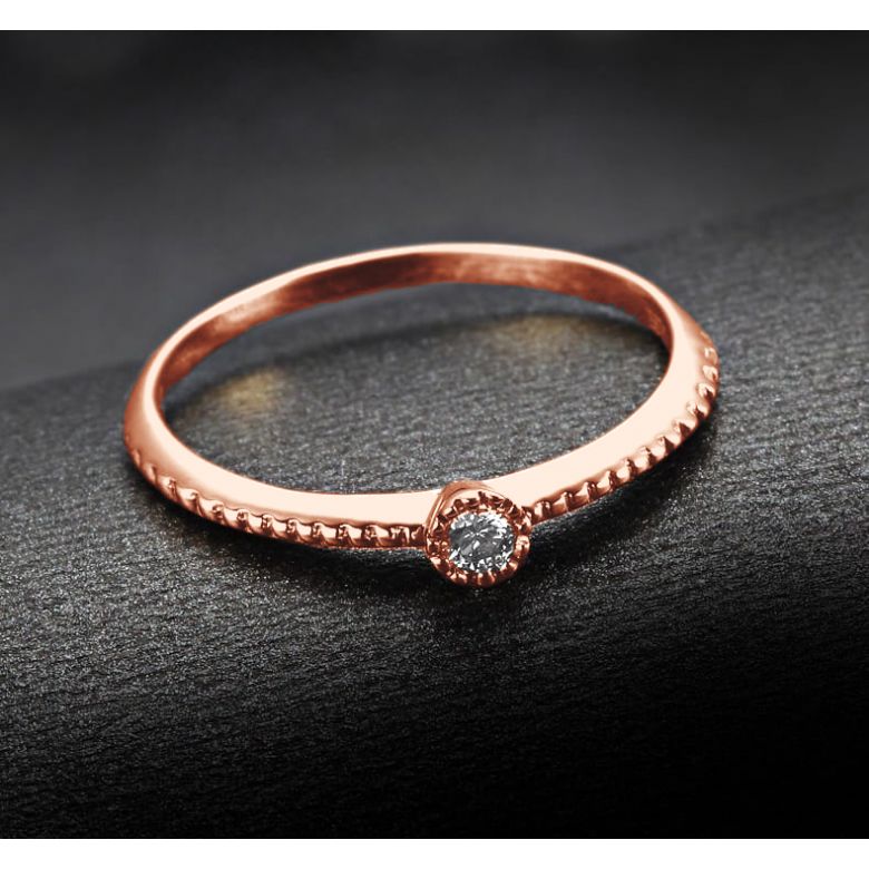 Bague solitaire diamant tressée Or rose - 5