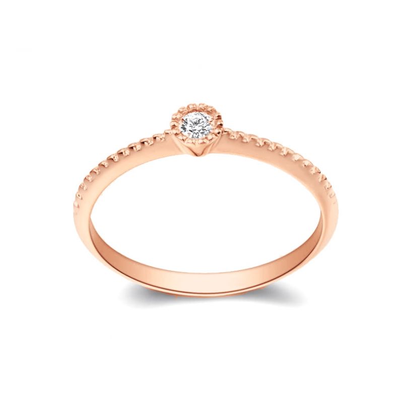 Bague solitaire diamant tressée Or rose - 6