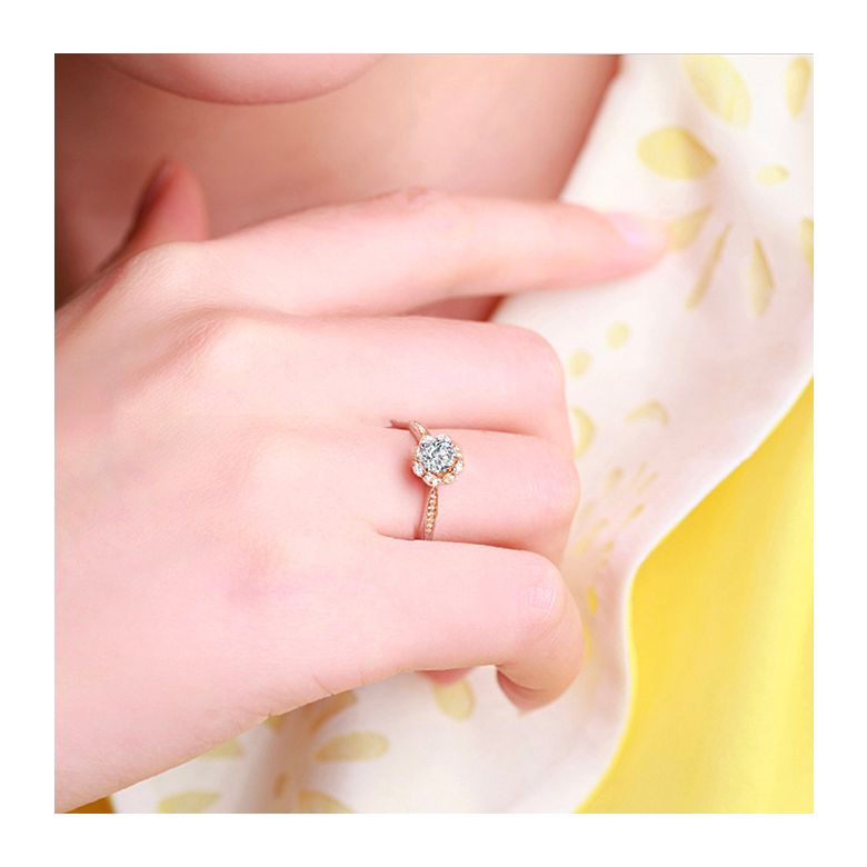 Bague solitaire diamants or rose - Jasmin étoilé - 3