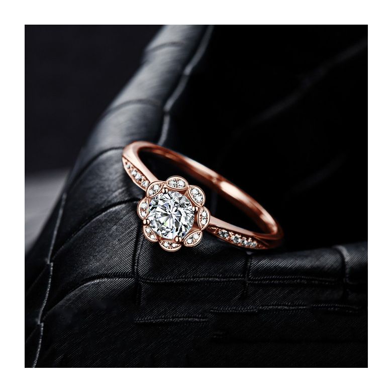 Bague solitaire diamants or rose - Jasmin étoilé - 4