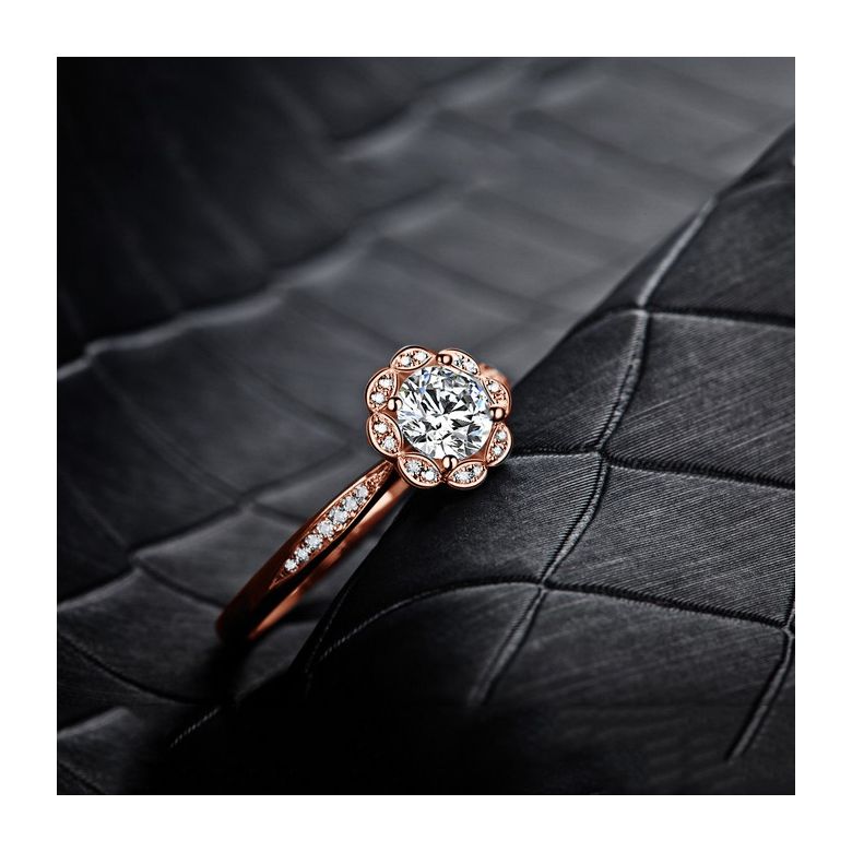 Bague solitaire diamants or rose - Jasmin étoilé - 5