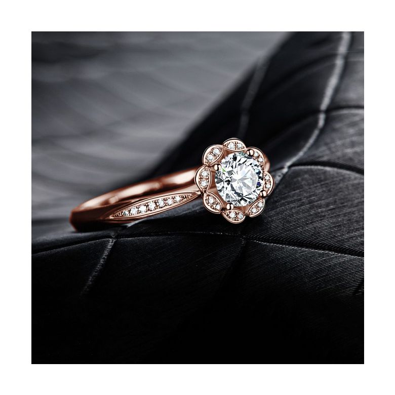 Bague solitaire diamants or rose - Jasmin étoilé - 6