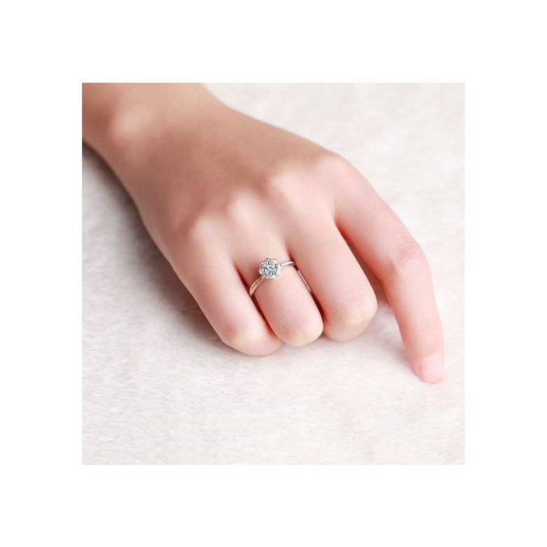 Bague solitaire diamants or rose - Jasmin étoilé - 7