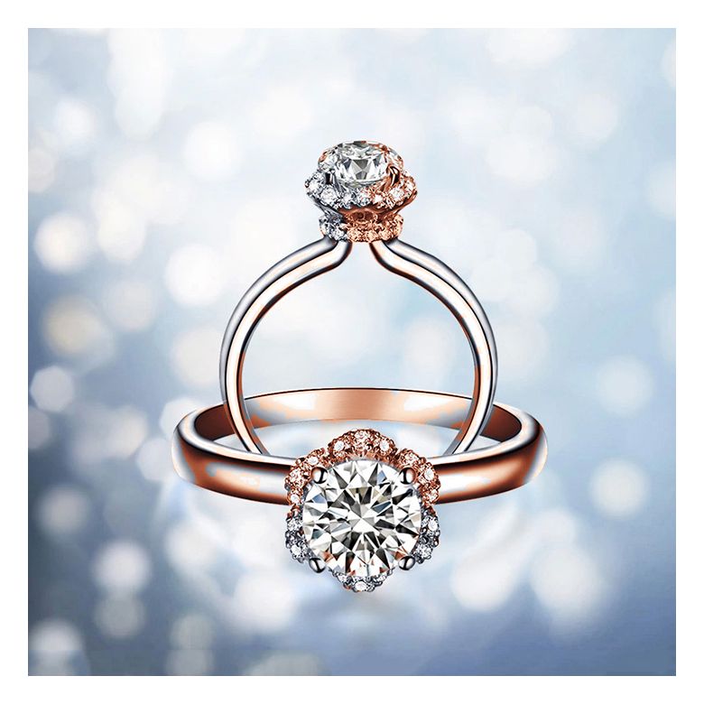 Solitaire Captivante Renoncule - Bague Diamanté & Or Rose | Gemperles - 5
