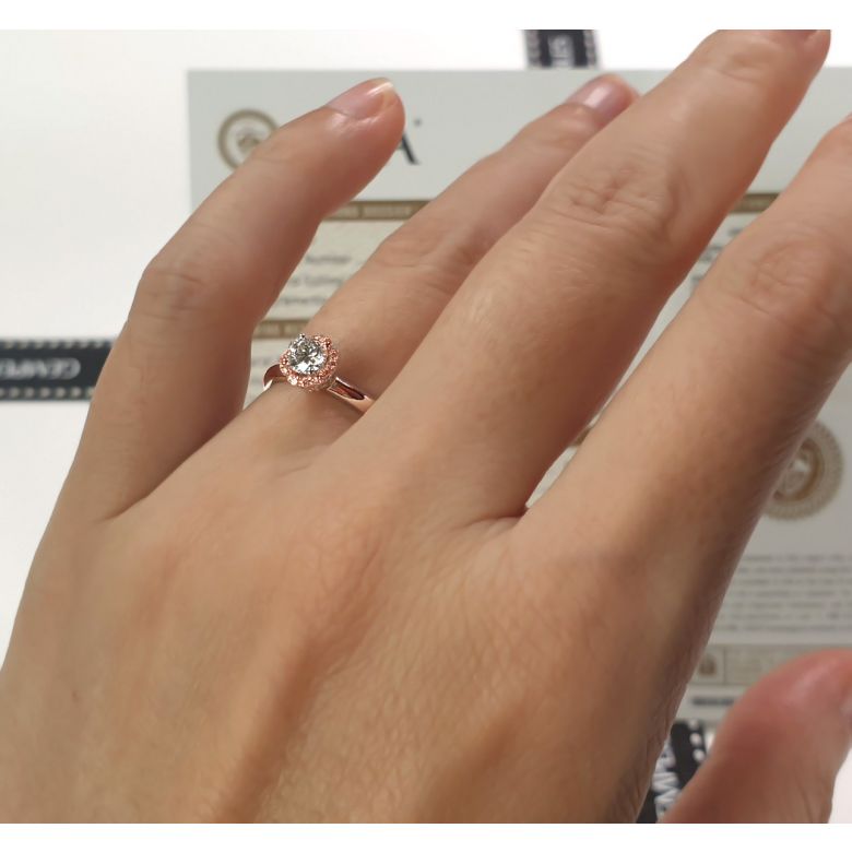 Solitaire Captivante Renoncule - Bague Diamanté & Or Rose | Gemperles - 8