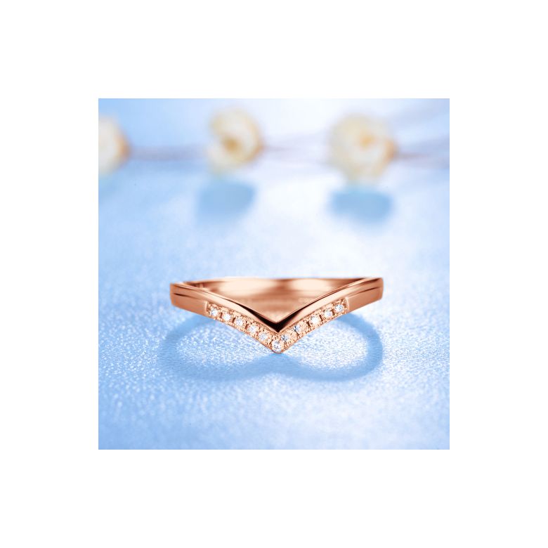 Bague Solitaire Accompagné Wonder Woman -  Bague de Fiançailles Or Rose | Gemperles - 13