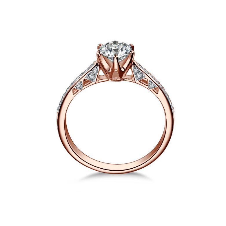 Bague de fiancailles - Diamant solitaire accompagné Or rose - Koh-I-Noor - 4