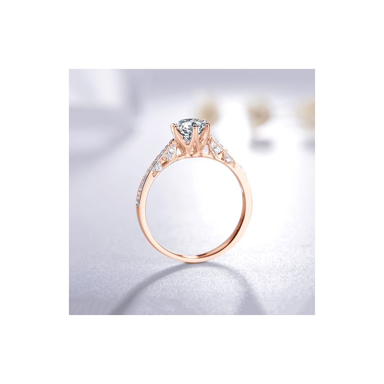Bague de fiancailles - Diamant solitaire accompagné Or rose - Koh-I-Noor - 5