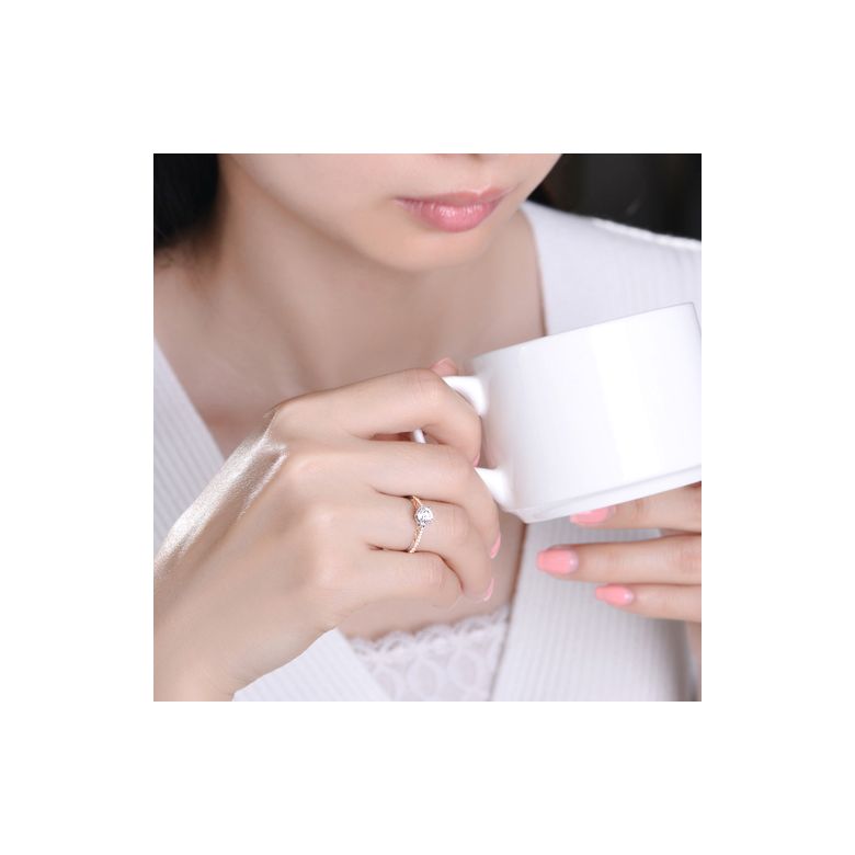 Bague de fiancailles - Diamant solitaire accompagné Or rose - Koh-I-Noor - 7