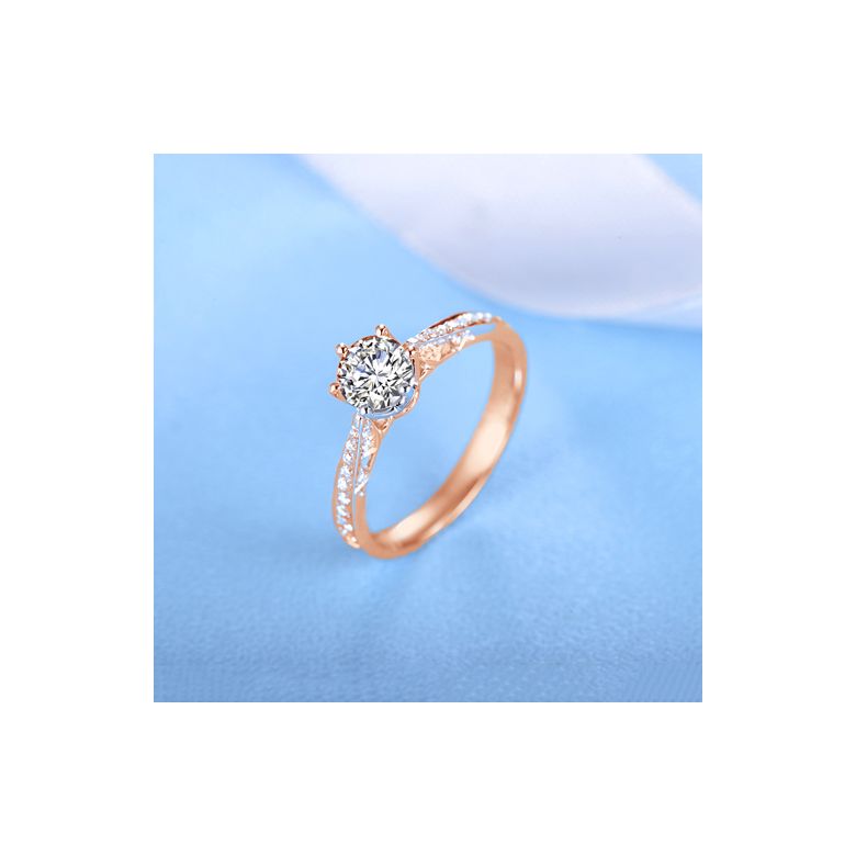 Bague de fiancailles - Diamant solitaire accompagné Or rose - Koh-I-Noor - 8