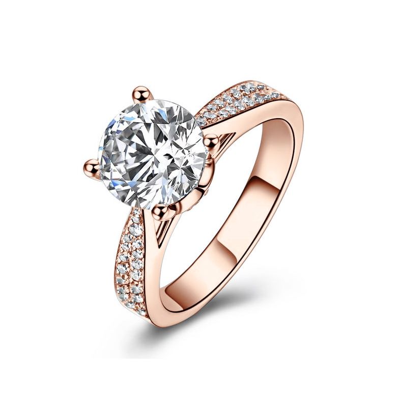 Bague de Fiancaille Lafayette - Solitaire épaulé Or Rose, Diamant | Gemperles - 2