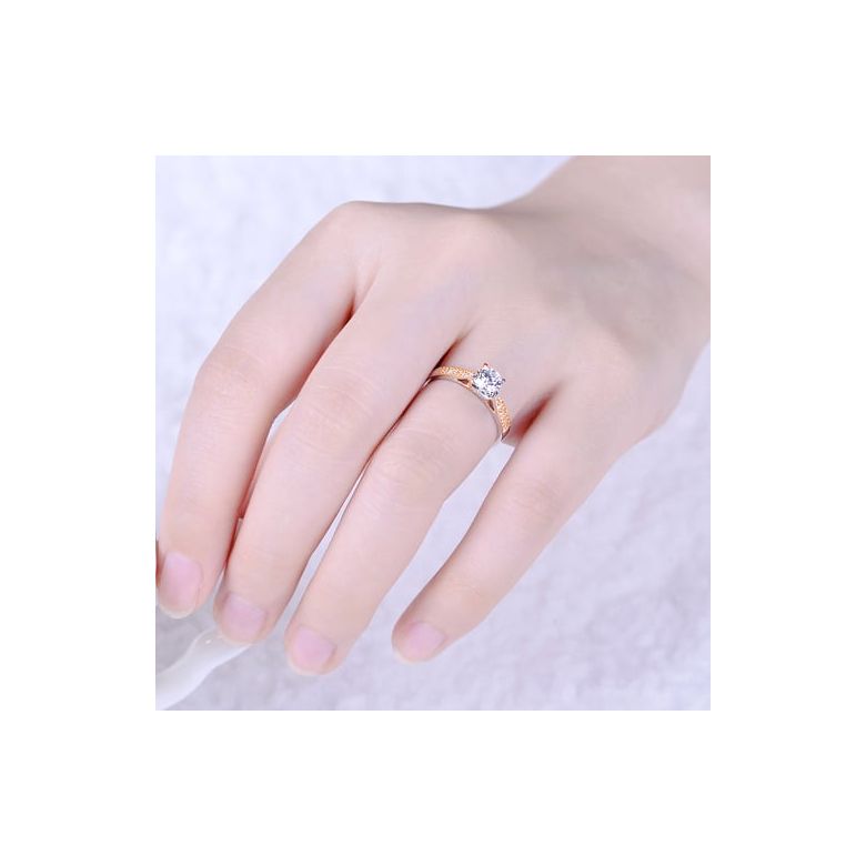 Bague de Fiancaille Lafayette - Solitaire épaulé Or Rose, Diamant | Gemperles - 3