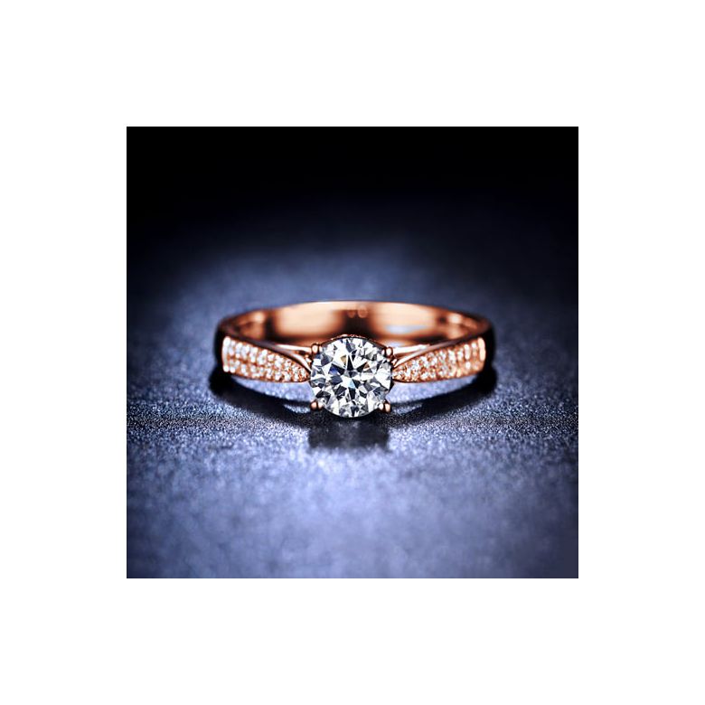 Bague de Fiancaille Lafayette - Solitaire épaulé Or Rose, Diamant | Gemperles - 4