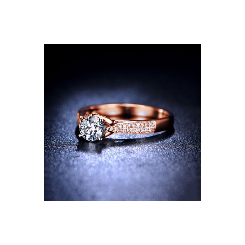 Bague de Fiancaille Lafayette - Solitaire épaulé Or Rose, Diamant | Gemperles - 5