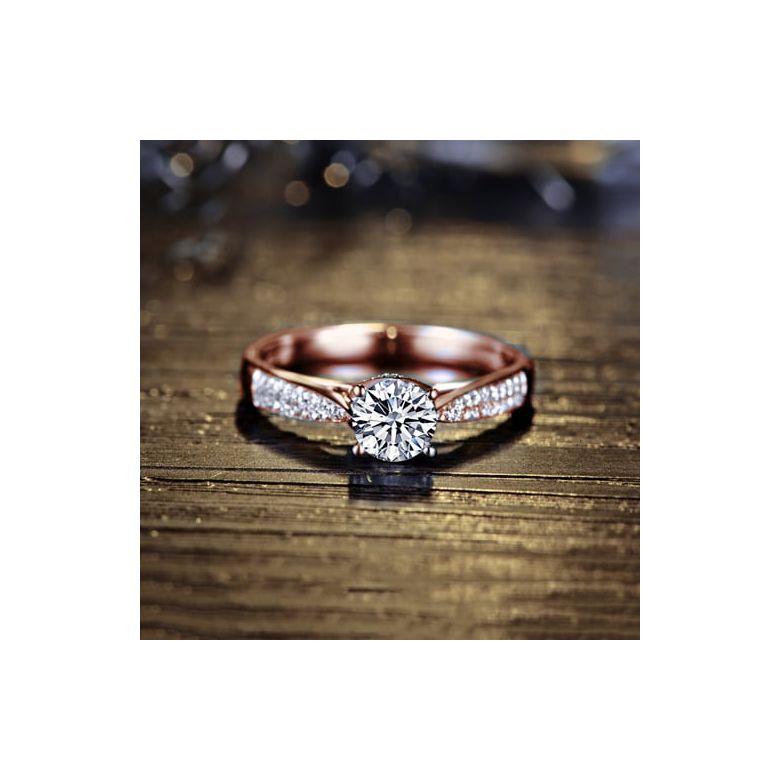 Bague de Fiancaille Lafayette - Solitaire épaulé Or Rose, Diamant | Gemperles - 6