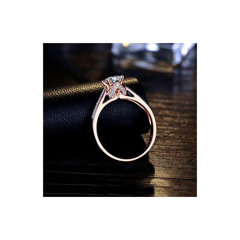Bague de Fiancaille Lafayette - Solitaire épaulé Or Rose, Diamant | Gemperles - 8