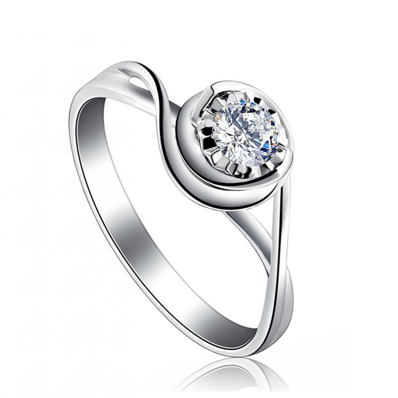 Solitaire anneau ensorcelé - Or blanc 18cts et diamant 0.15ct | Gemperles - 1