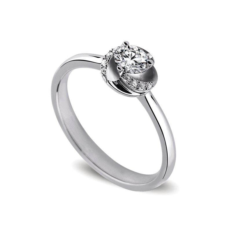 Solitaire Le Tourbillonnant Or Blanc - Diamants Sertis Griffes, Grains | Gemperles - 1