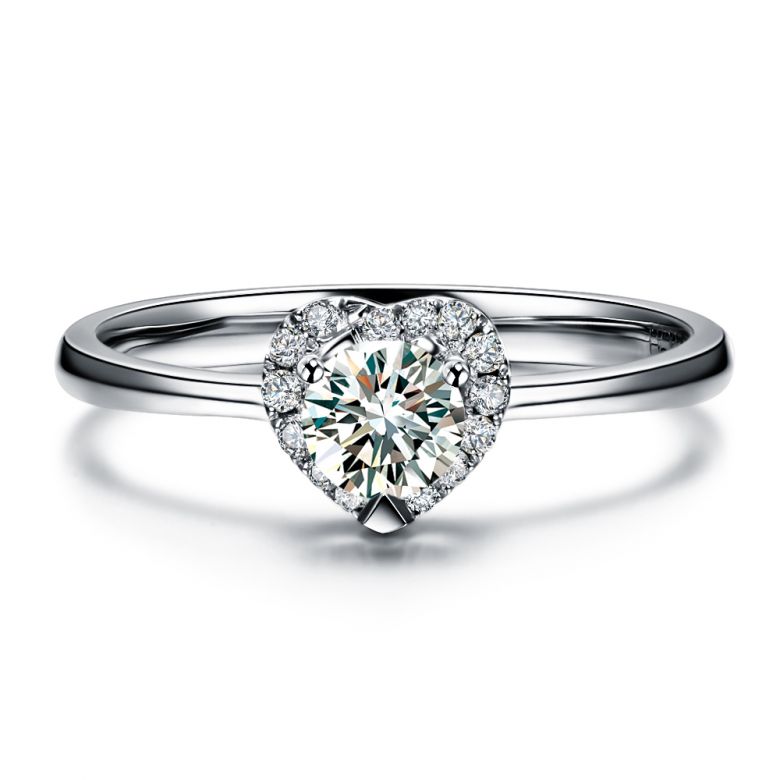 Solitaire Mon Coeur de Diamant - Or Blanc & Diamants Pavés | Gemperles - 3