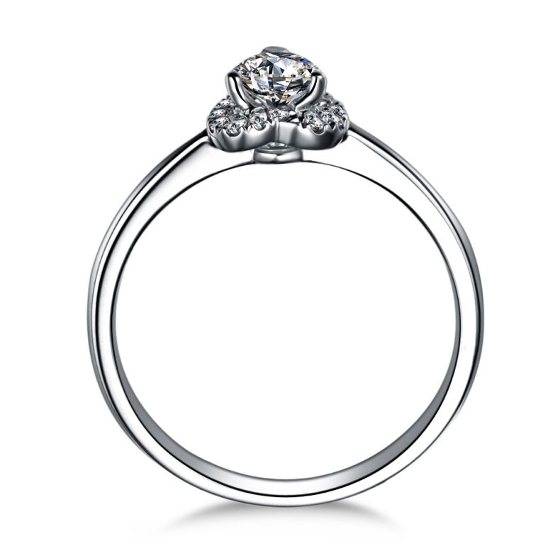 Solitaire Mon Coeur de Diamant - Or Blanc & Diamants Pavés | Gemperles - 4