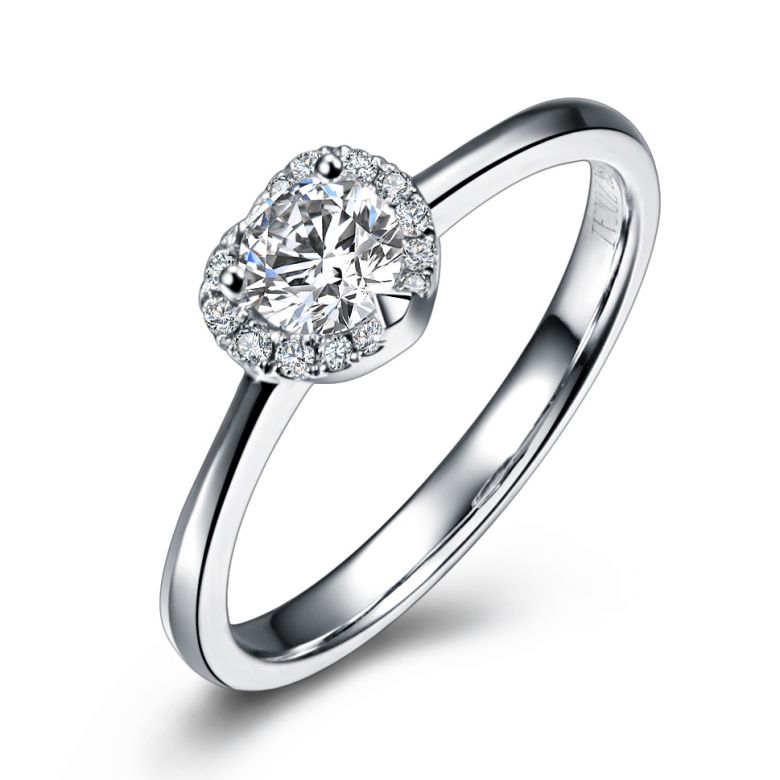 Solitaire Mon Coeur de Diamant - Or Blanc & Diamants Pavés | Gemperles - 1