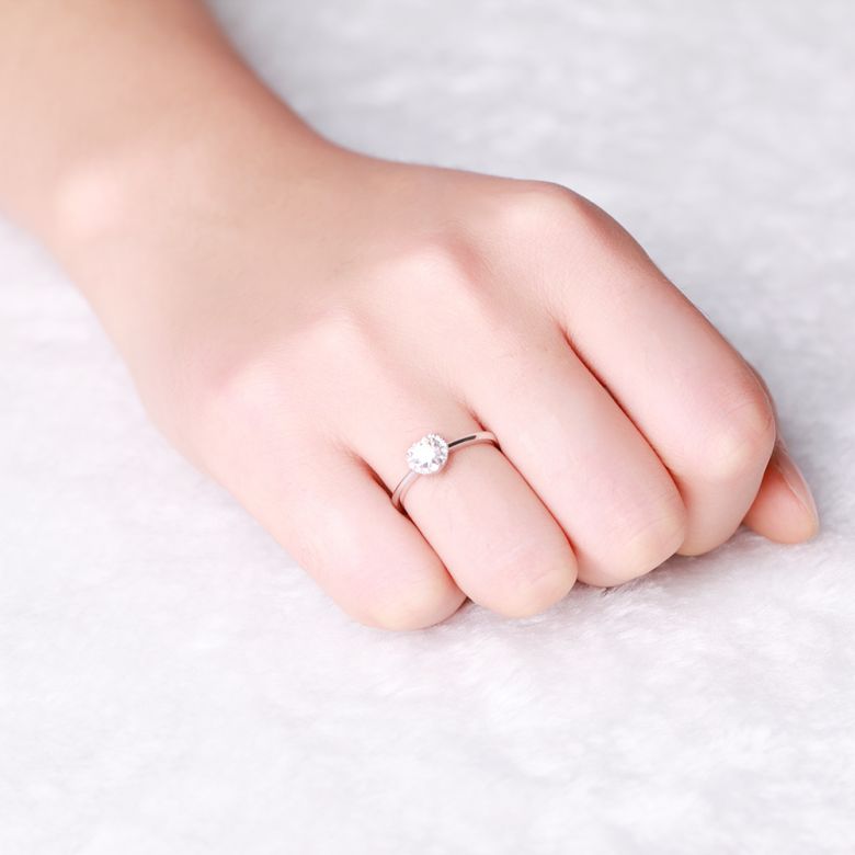 Solitaire Mon Coeur de Diamant - Or Blanc & Diamants Pavés | Gemperles - 2