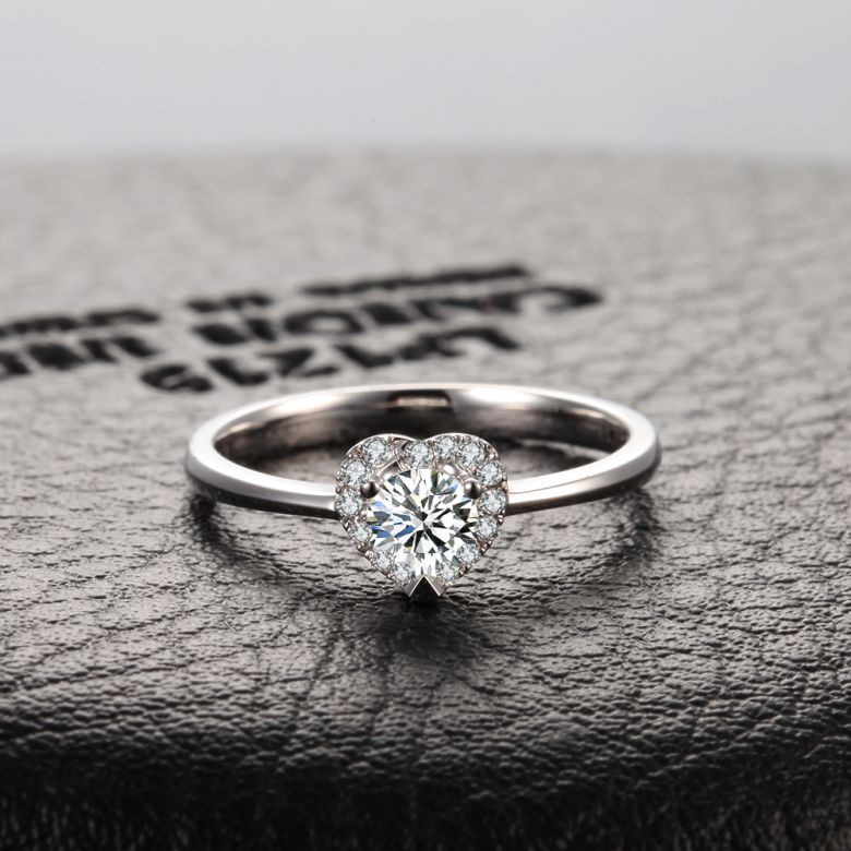 Solitaire Mon Coeur de Diamant - Or Blanc & Diamants Pavés | Gemperles - 5