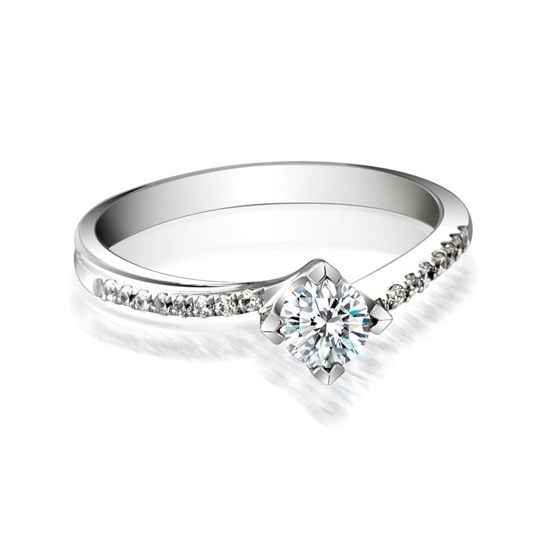 Bague Solitaire Bordure Diamantée Périclès - Platine | Gemperles - 3