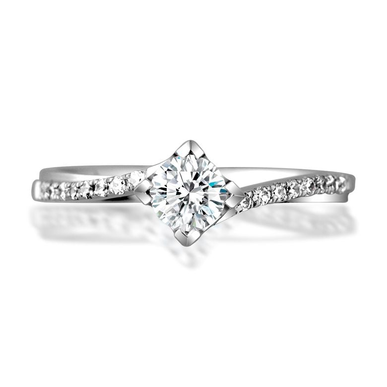 Bague Solitaire Bordure Diamantée Périclès - Platine | Gemperles - 2