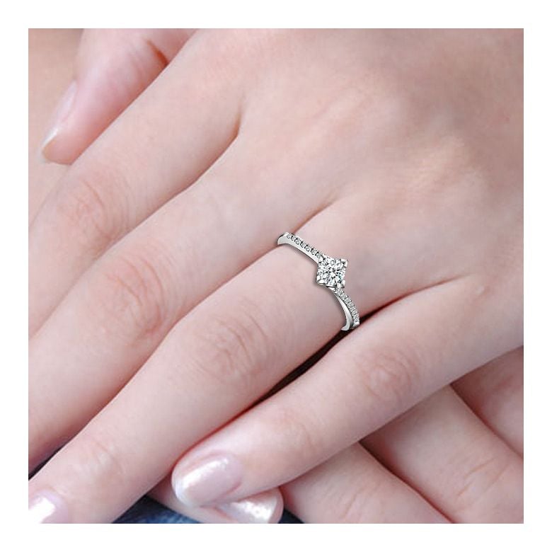 Bague Solitaire Bordure Diamantée Périclès - Platine | Gemperles - 5