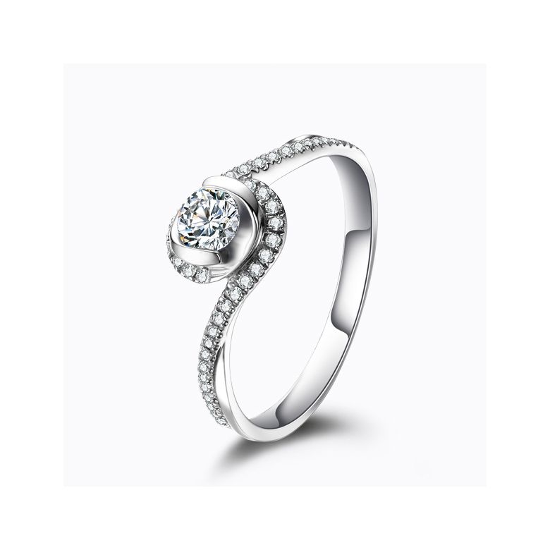 Solitaire Or Blanc & Diamants - Je t'appartiens | Gemperles - 1