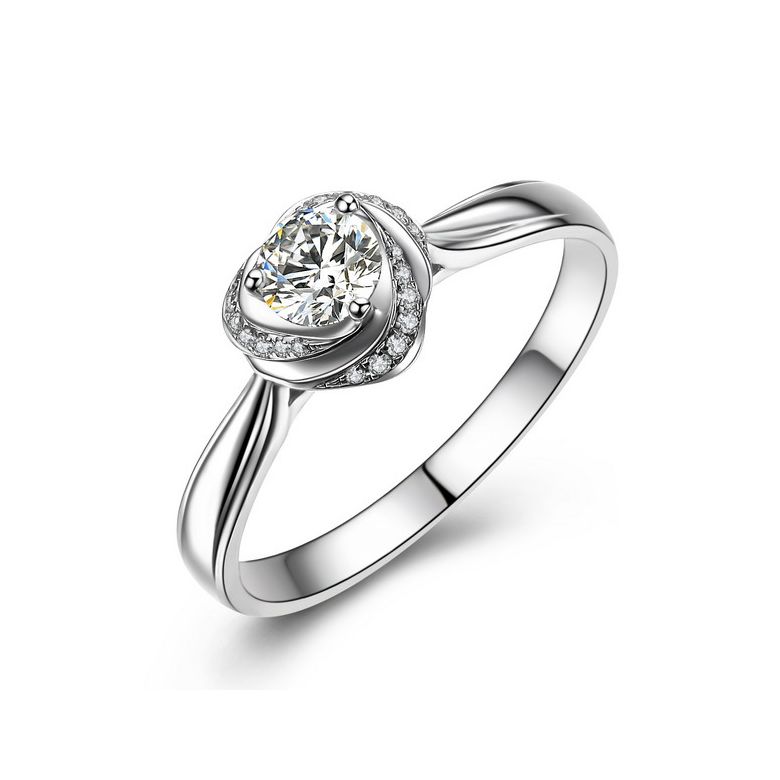 Solitaire Mon Coeur de Rose - Bague Or Blanc & Diamants | Gemperles - 1